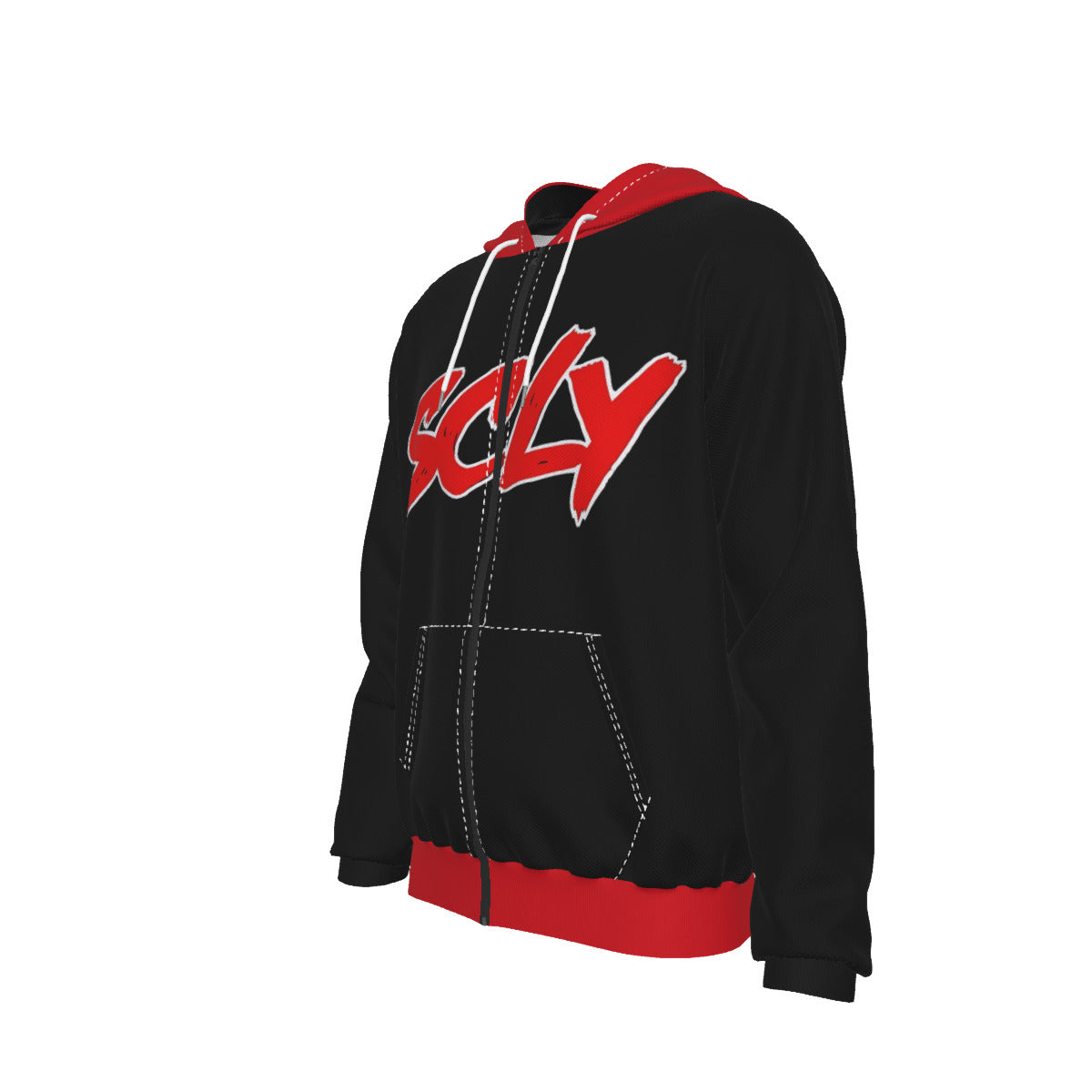 Heavy Fleece Raglan Zip Up Hoodie With Pocket