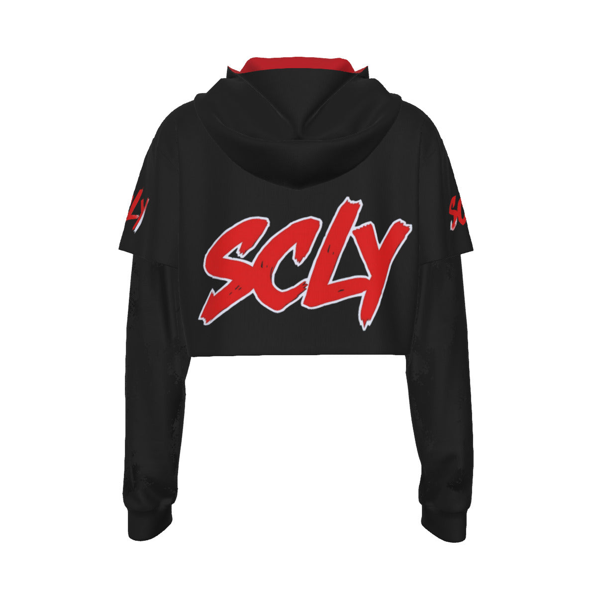 Women's Two-piece Mesh Sleeve Cropped Hoodie