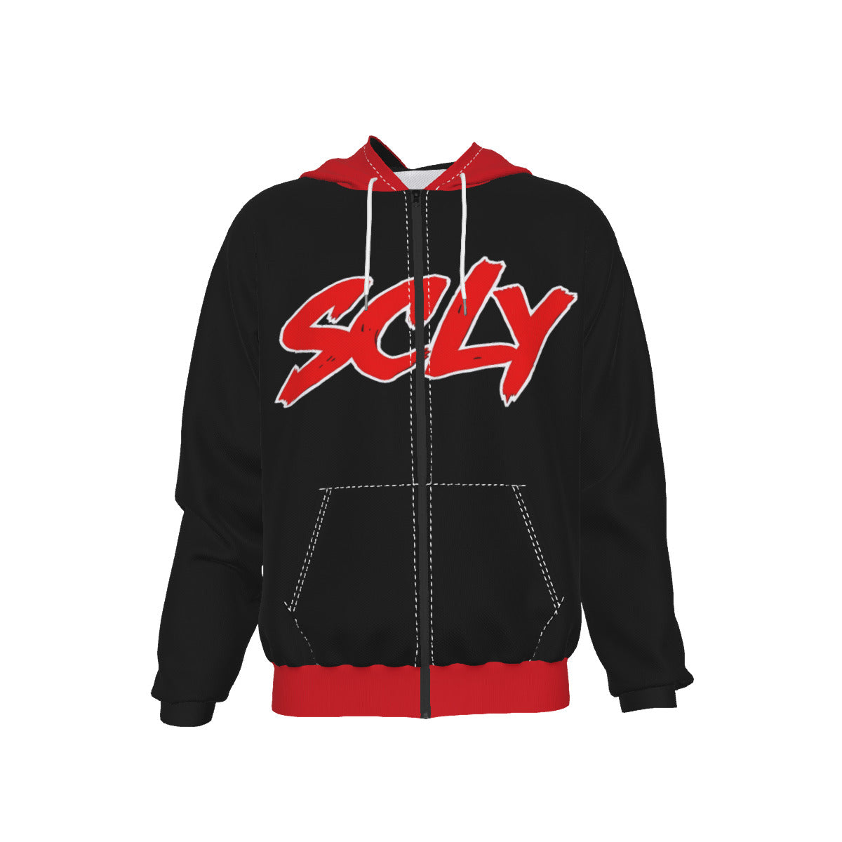 Heavy Fleece Raglan Zip Up Hoodie With Pocket