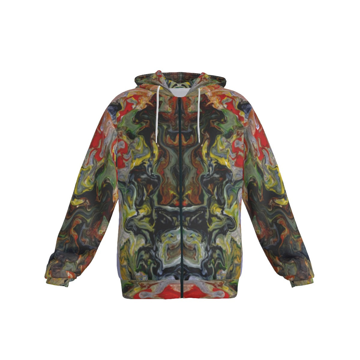 Dragon Samurai Men's Patch Pocket Zip-up Hoodie