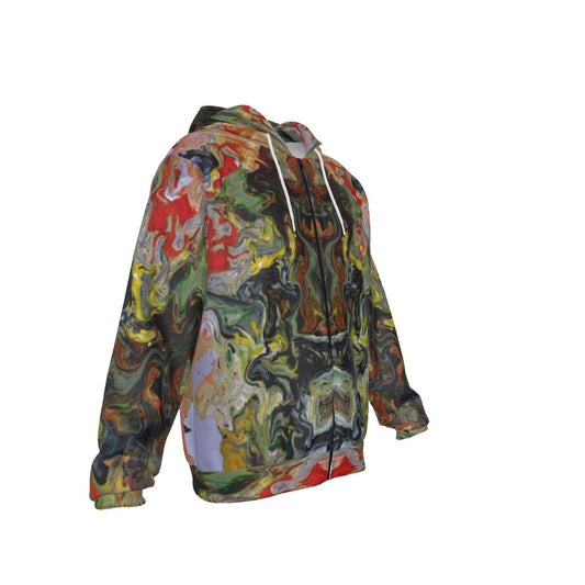Dragon Samurai Men's Patch Pocket Zip-up Hoodie
